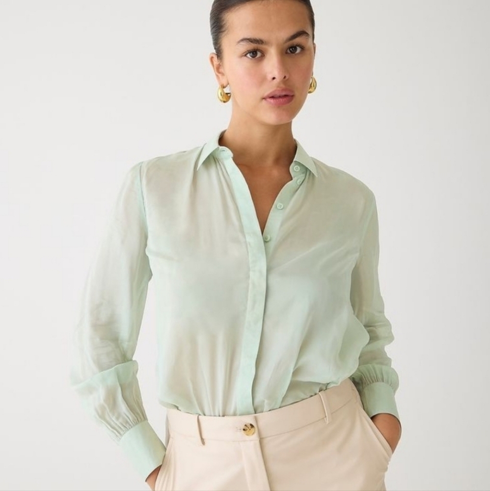 NWT, J.Crew Button-up shirt in sheer organza